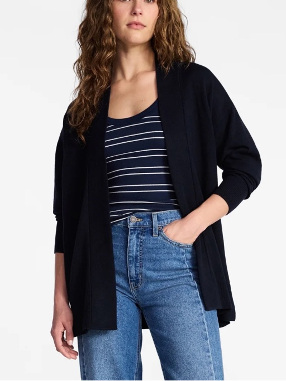 Time and Tru Open Front Cardigan Sweater with Long Sleeves, Lightweight, Size XS - Picture 4 of 13